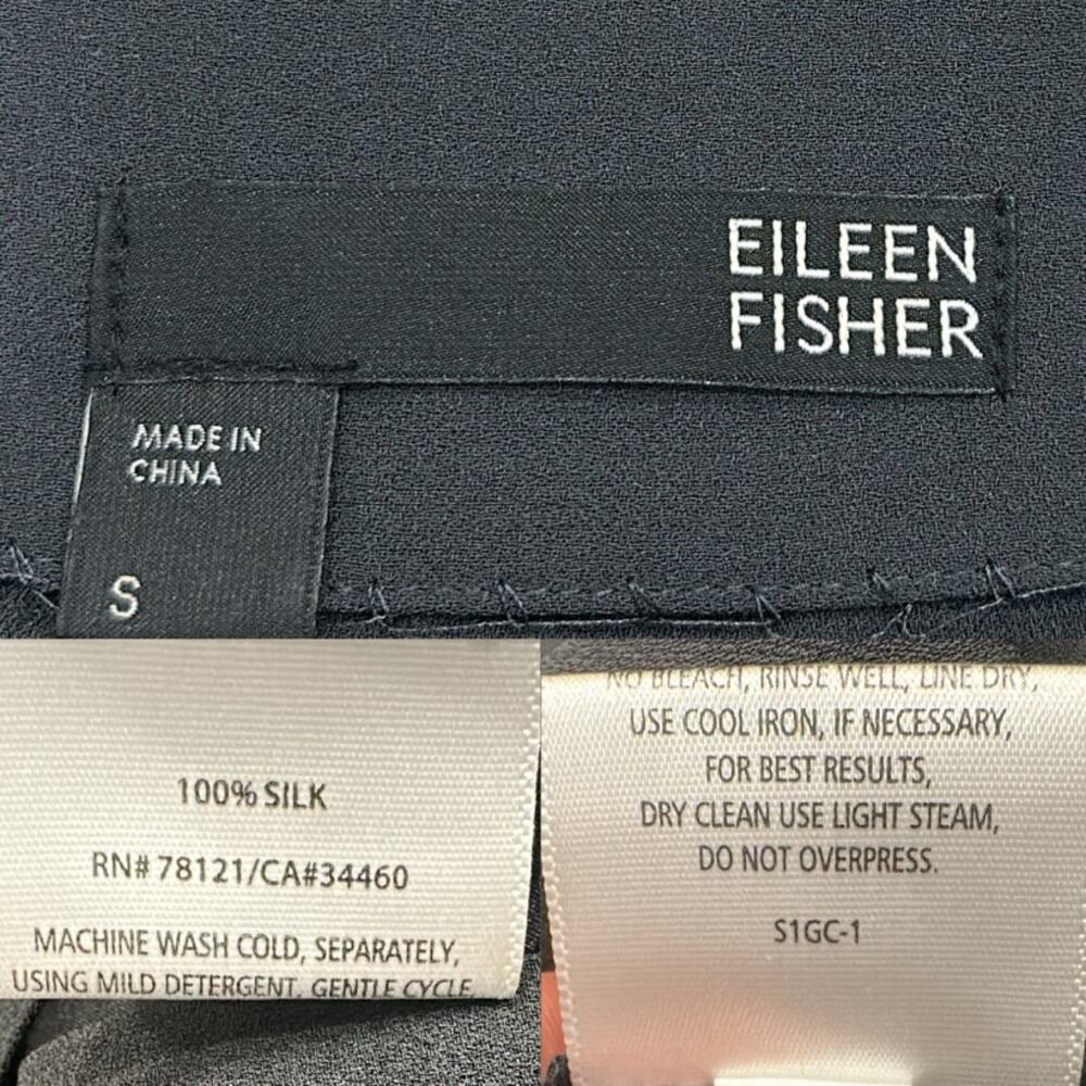 Eileen Fisher Gray Black Silk Georgette Satin Sleeveless‎ Shift Dress Small Luxe - Picture 10 of 11